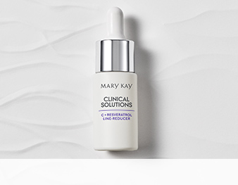 Close up of Mary Kay Clinical Solutions C + Resveratrol Line Reducer against textured background
