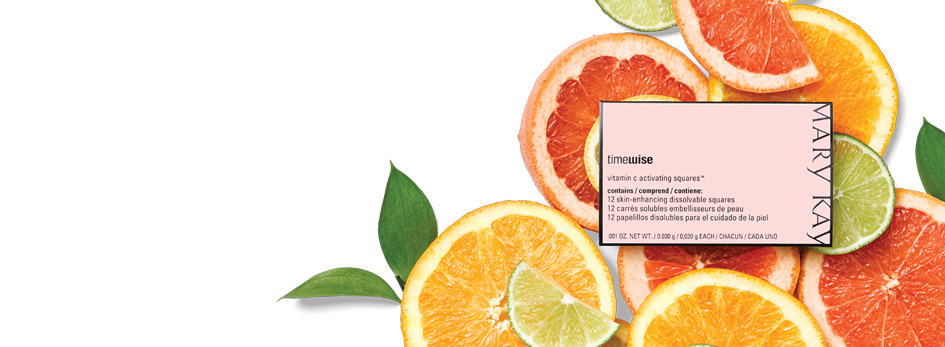 Watch this video to learn how NEW TimeWise Vitamin C Activating Squares from Mary Kay use breakthrough technology to deliver pure vitamin C to your skin in a tiny, dissolvable square. In just two weeks, skin looks more radiant and even-toned, and fine lines and wrinkles look improved.