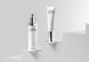 Image of Clinical Solutions™ Retinol 0.5 and Calm+Restore Facial Milk on stair steps