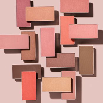 A geometric pattern of Mary Kay Chromafusion Blush, Highlighter and Contour in a variety of shades