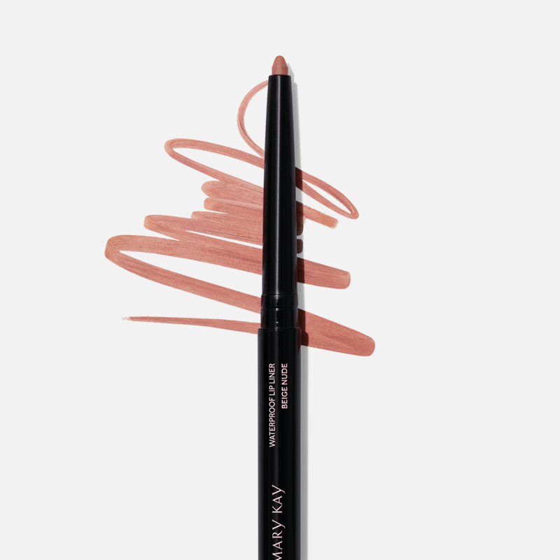 Uncapped Mary Kay Waterproof Lip Liner in Beige Nude against plain background