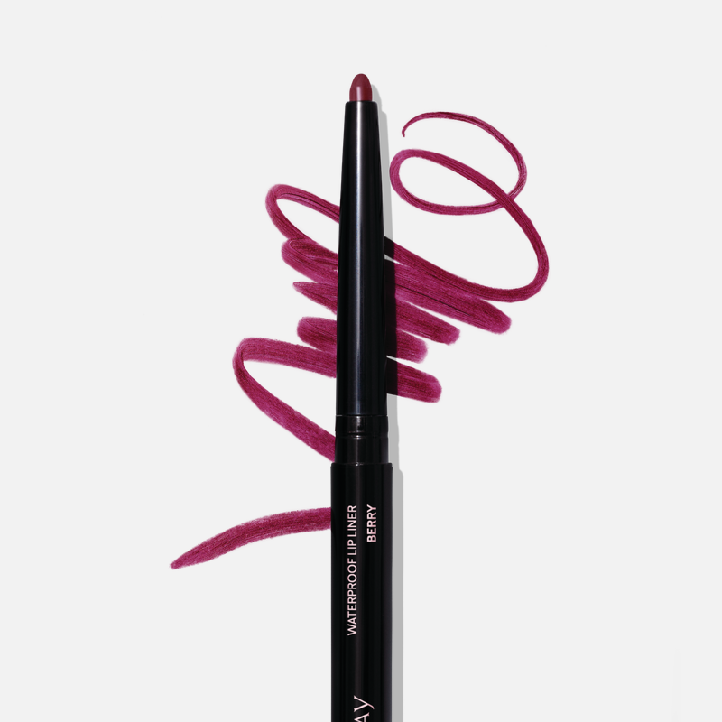 Uncapped Mary Kay Waterproof Lip Liner in Berry against plain background