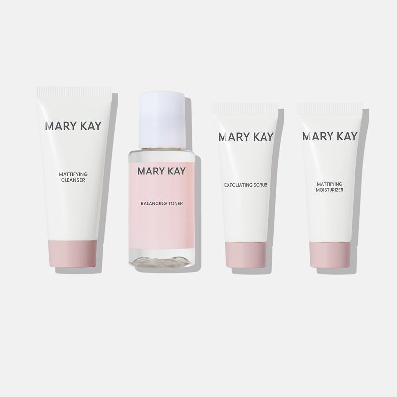Mary Kay Skin Care Mattifying Go Set standing against a plain background