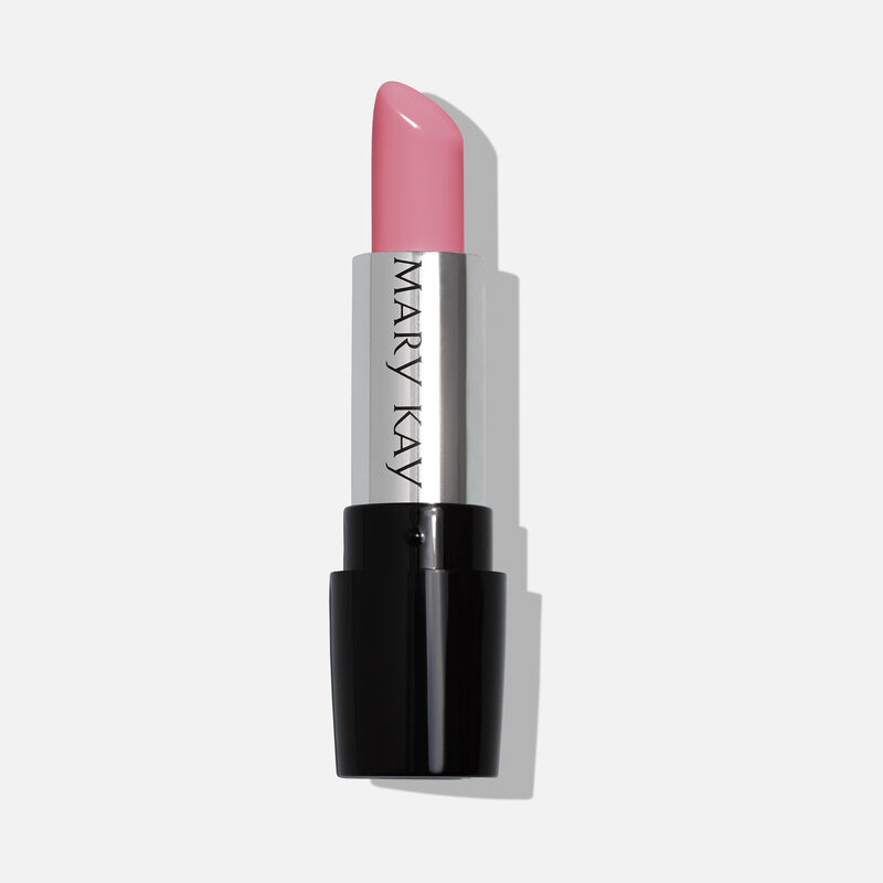 An open tube of Mary Kay Gel Semi-Shine Lipstick in the shade Love Me Pink.