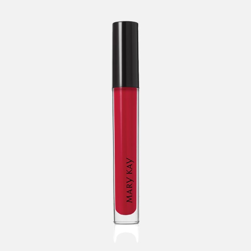 Closed tube of Mary Kay Unlimited Lip Gloss in shade Iconic Red standing against a white background. image number null