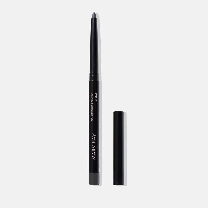 Uncapped Mary Kay Waterproof Eyeliner in Steely against plain background
