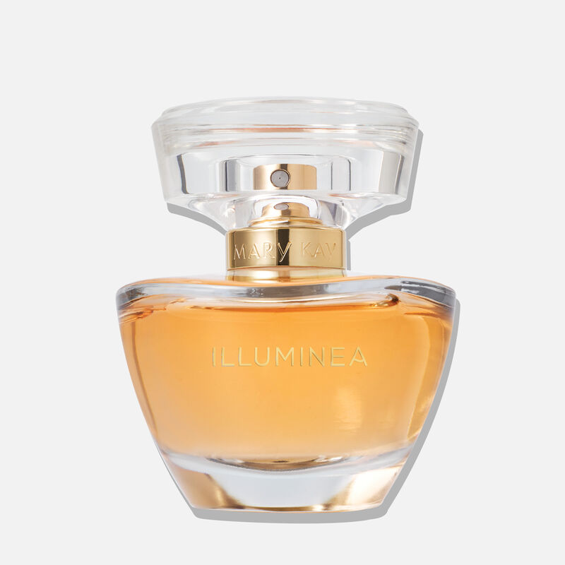 Bottle of Mary Kay Illuminea Extrait de Parfum on a plain background