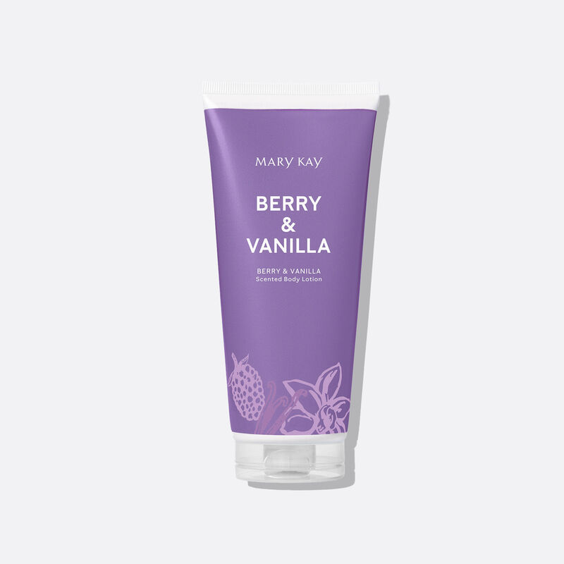 Tube de la Lotion corporelle Mary Kay Baie et vanille debout sur son capuchon