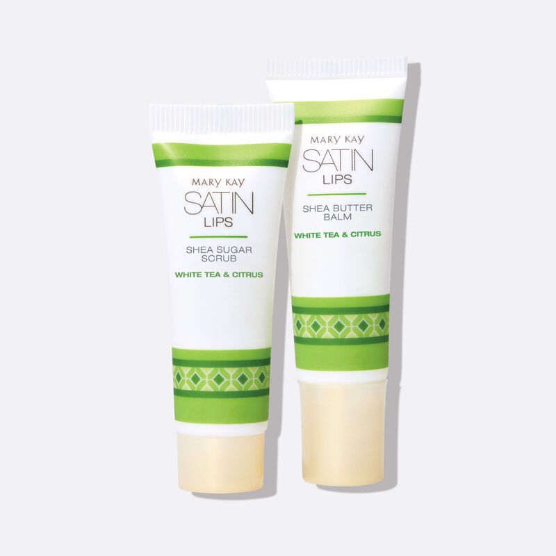 NEEDS GREY BACKGROUND White Tea  Citrus Satin Lips Set