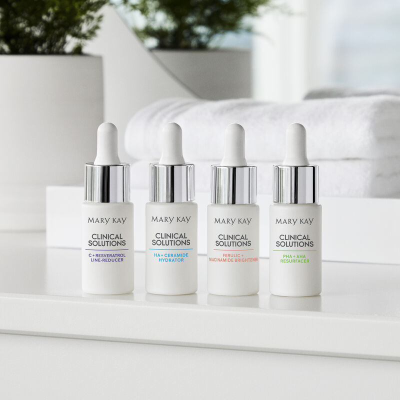 All four formulas of Mary Kay Clinical Solutions Boosters