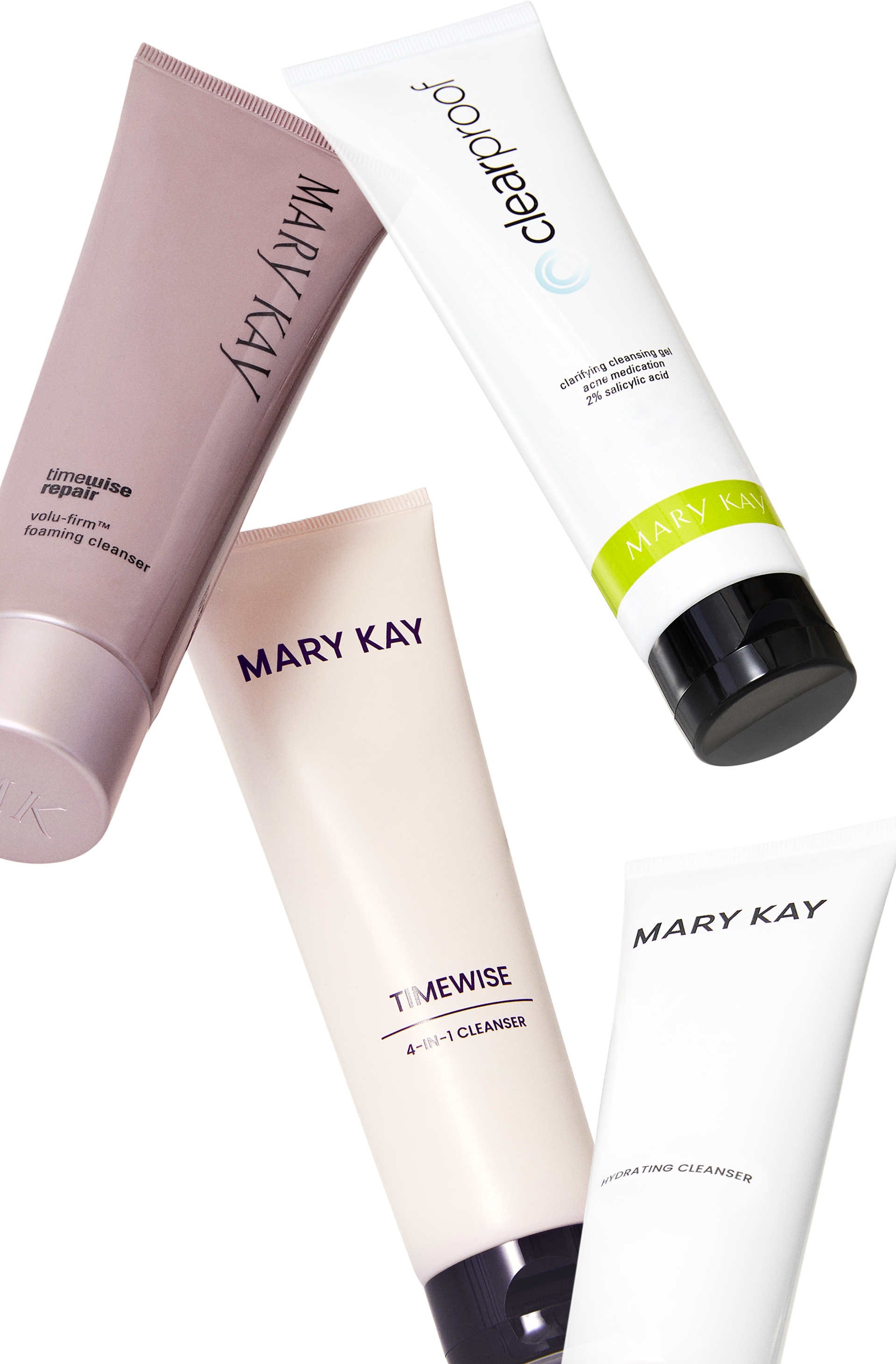 Mary Kay Cleansers floating in air