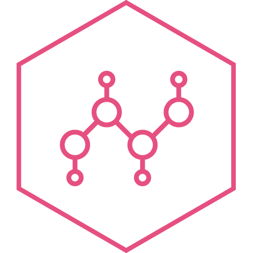 Ic&ocirc;ne de la mol&eacute;cule de c&eacute;ramide dans un hexagone rose