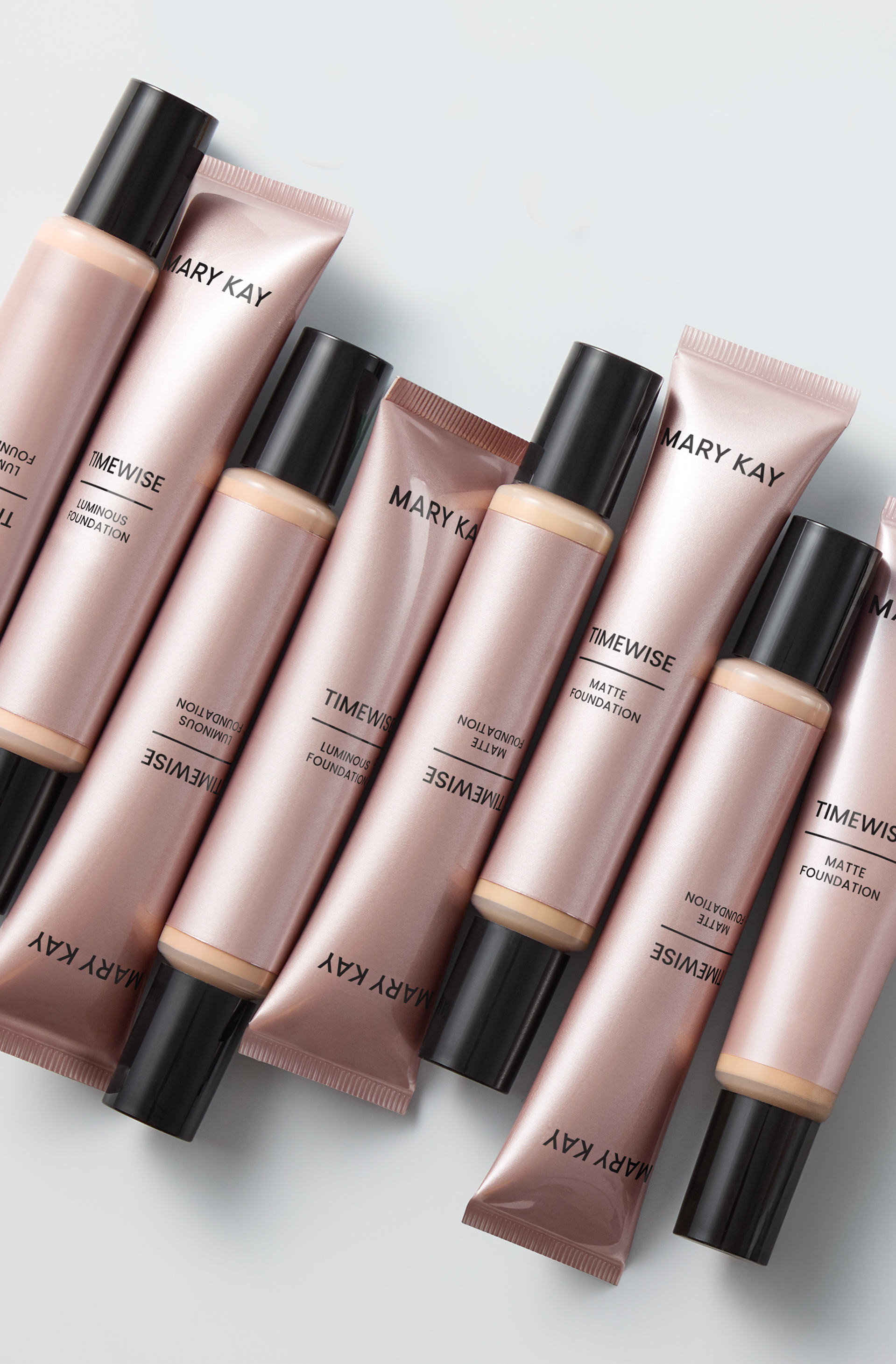 Tubes of Mary Kay 3D Foundation laying down in a row